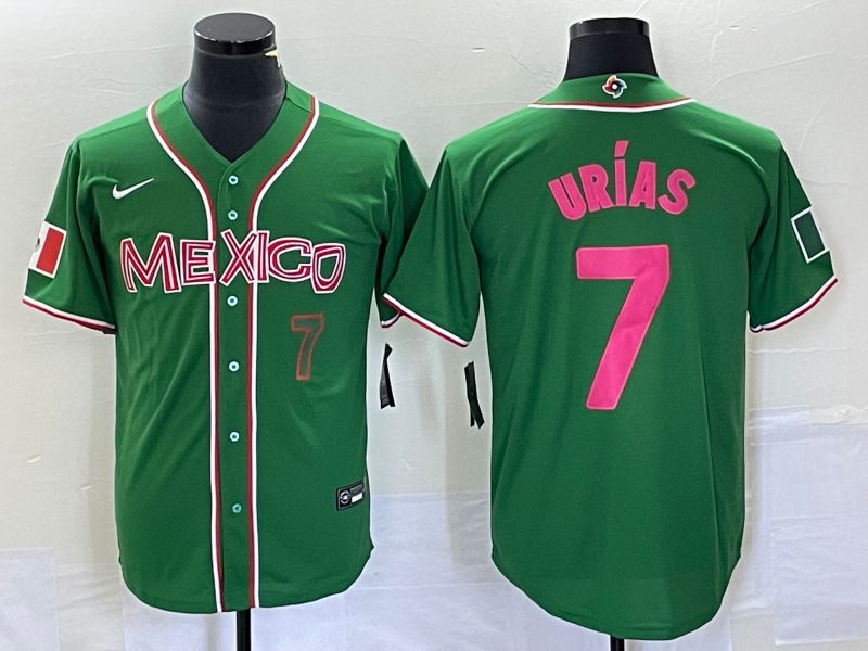 Men 2023 World Cub Mexico #7 Urias Green pink Nike MLB Jersey6->more jerseys->MLB Jersey